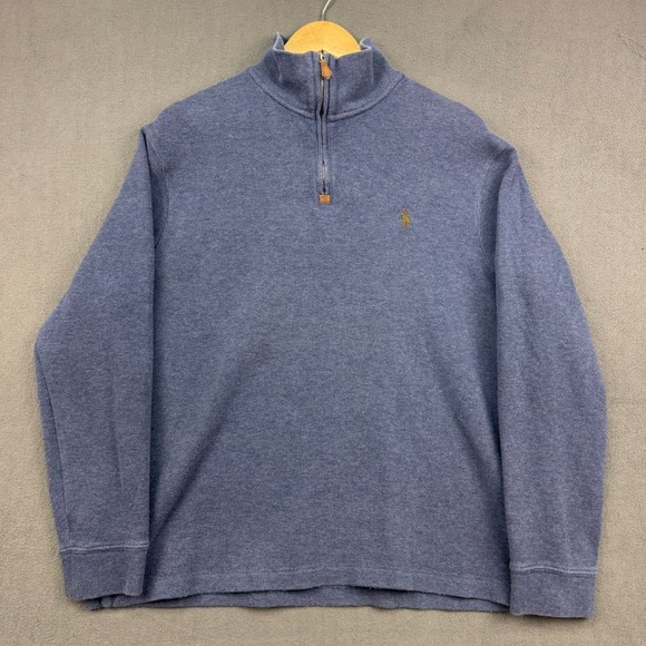 Polo Ralph Lauren 1/4 Zip Pullover Men's Size L Blue Sweatshirt Pony Logo - Picture 1 of 13